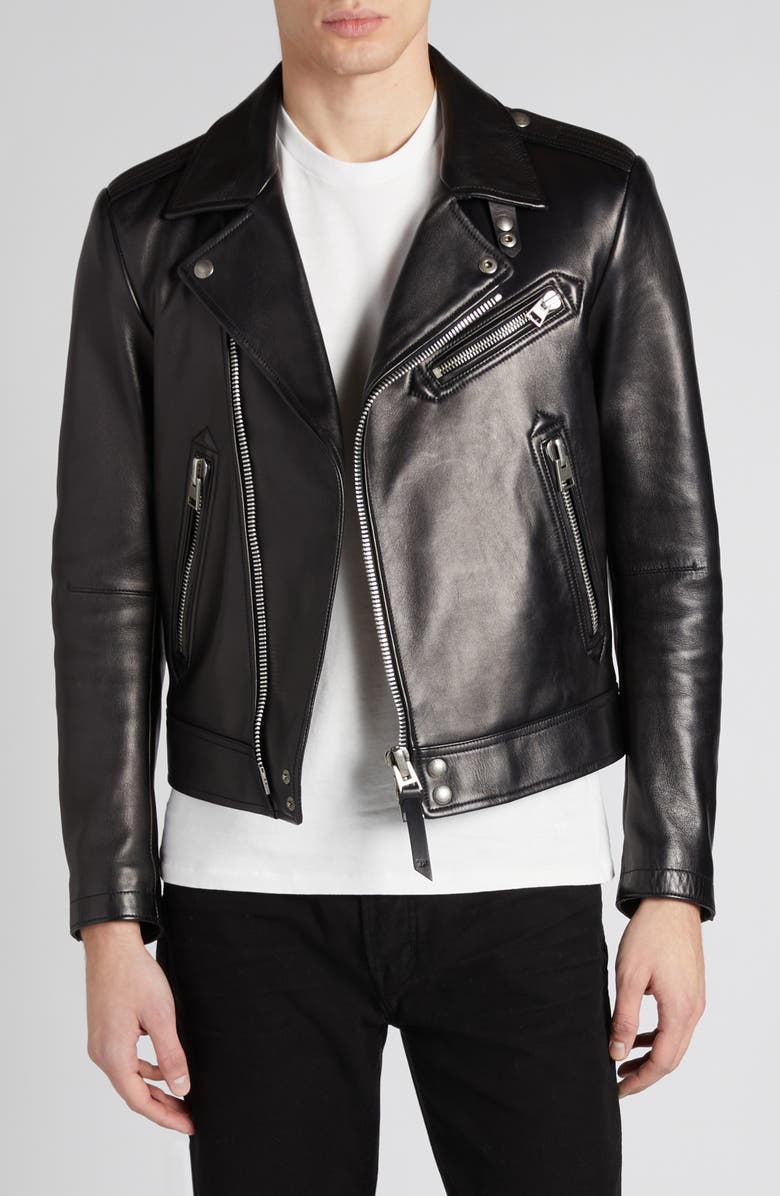 Quilted Lining Lambskin Leather Biker Jacket TOM FORD