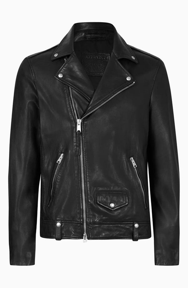 Milo Asymmetric Zip Leather Biker Jacket AllSaints