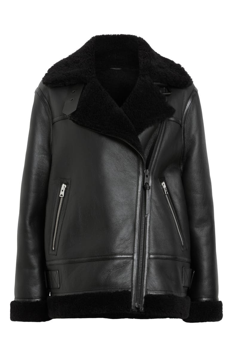 Sola Oversize Genuine Shearling Biker Jacket AllSaints