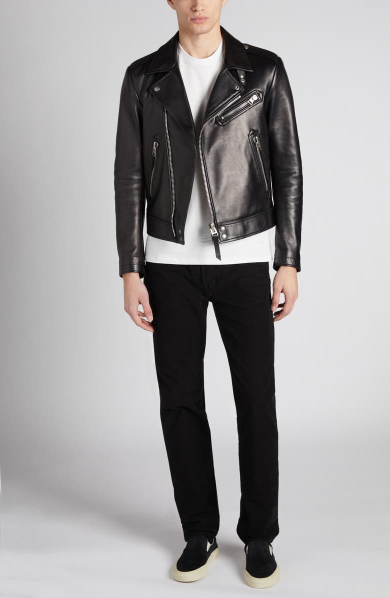 Quilted Lining Lambskin Leather Biker Jacket TOM FORD