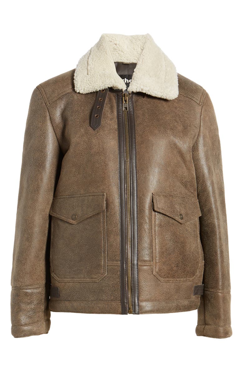 Genuine Shearling Lined Bomber Jacket Schott NYC