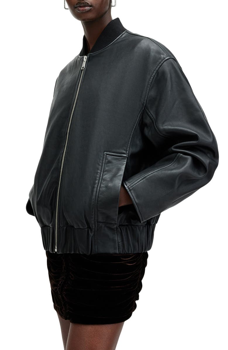 Yara Leather Bomber Jacket AllSaints