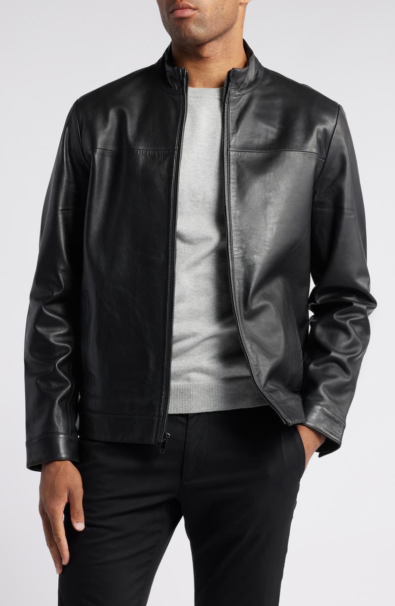 Stand Collar Leather Bomber Jacket Nordstrom