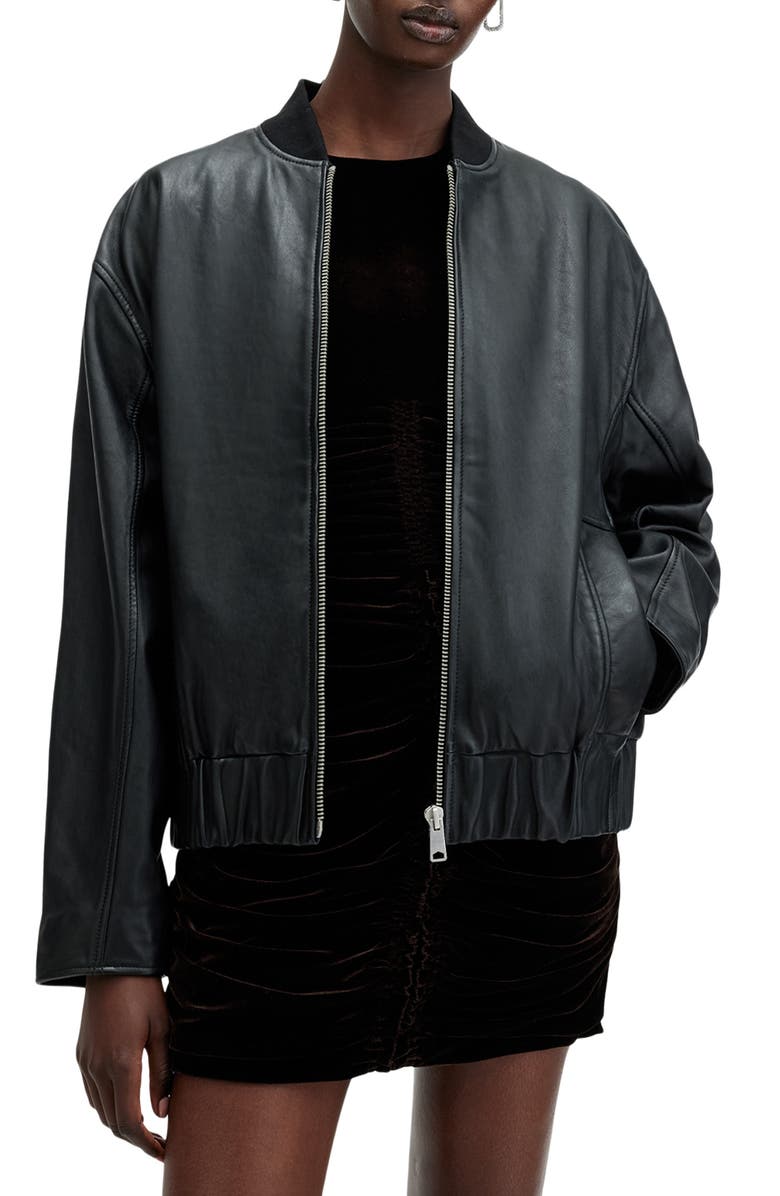 Yara Leather Bomber Jacket AllSaints