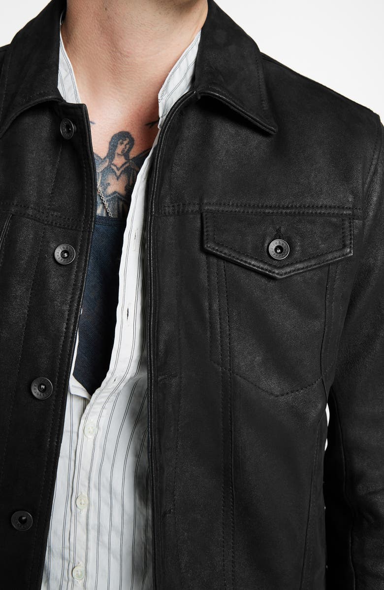 Andrew Sheepskin Leather Trucker Jacket John Varvatos