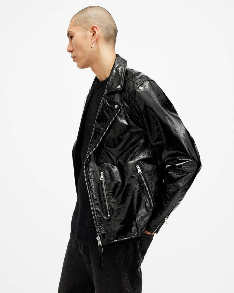 Badwan Slim Fit Leather Biker Jacket All Saints