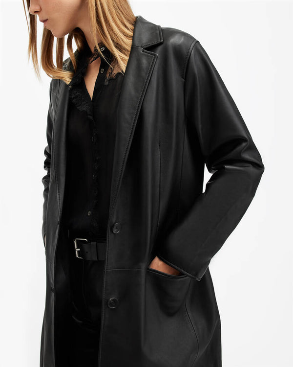 Aire Long Line Leather Coat All Saints