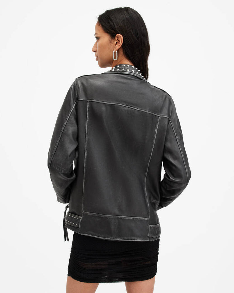 Billie Leather Conical Studded Jacket All Saints