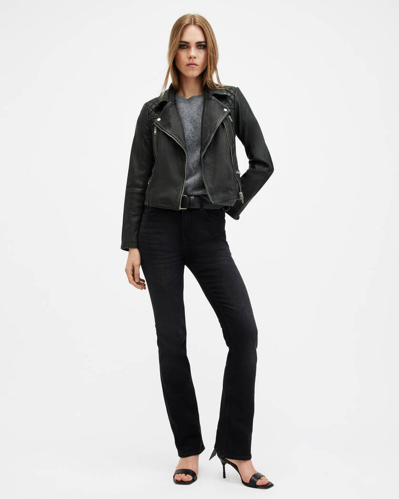 Cargo Distressed Leather Biker Jacket All Saints