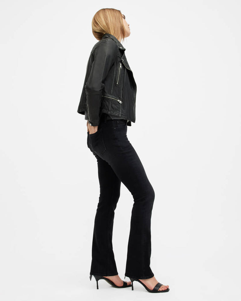 Cargo Distressed Leather Biker Jacket All Saints