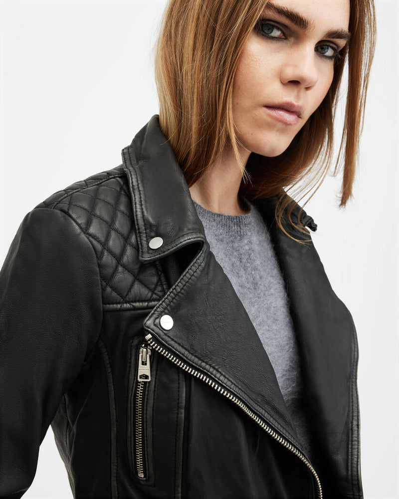 Cargo Distressed Leather Biker Jacket All Saints