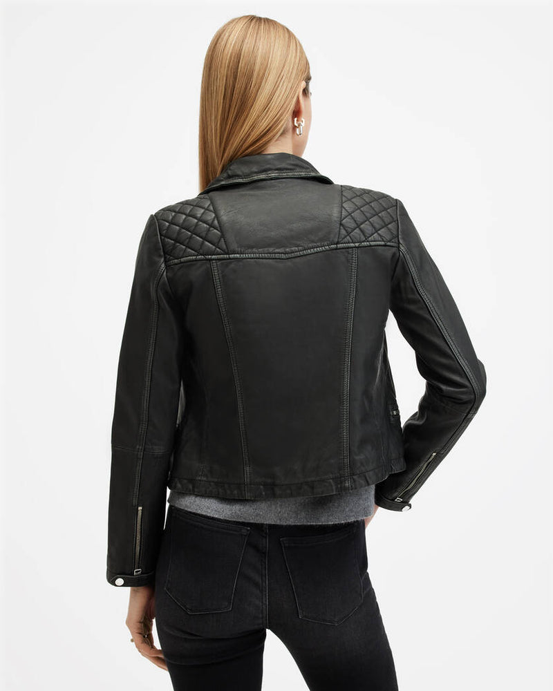 Cargo Distressed Leather Biker Jacket All Saints