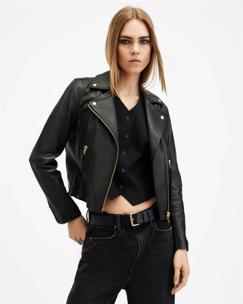 Dalby Slim Fit Leather Biker Jacket All Saints