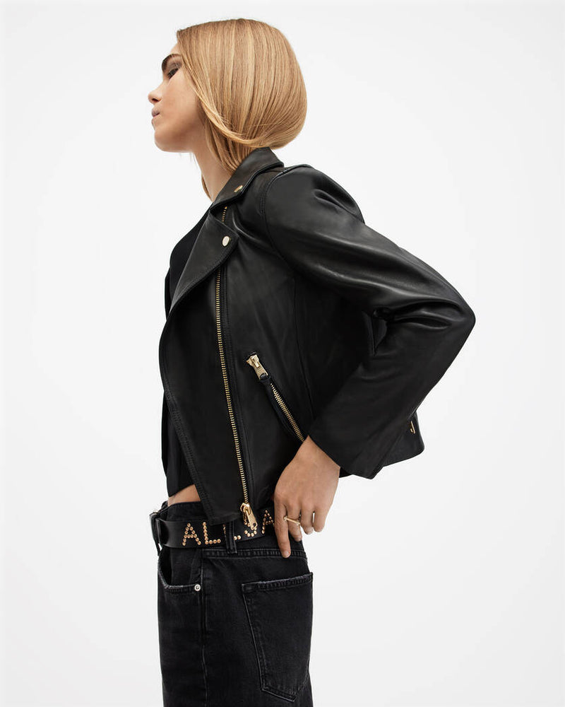 Dalby Slim Fit Leather Biker Jacket All Saints