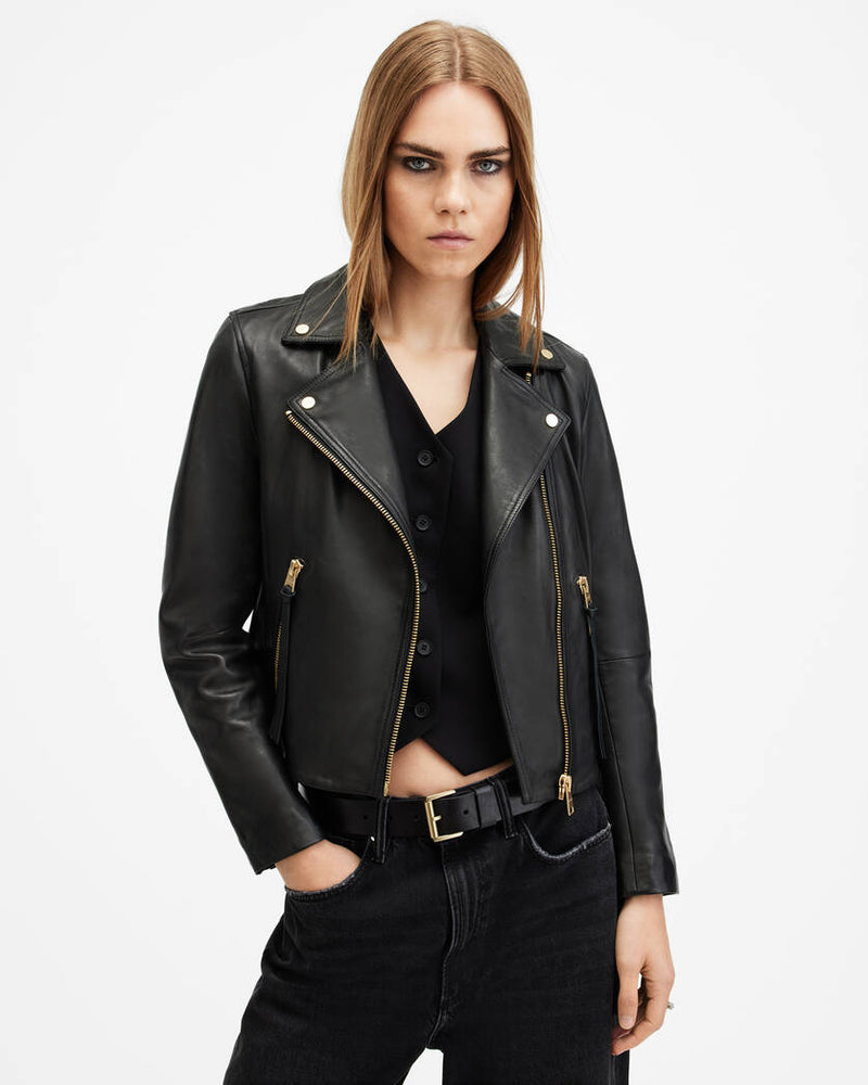 Dalby Slim Fit Leather Biker Jacket All Saints