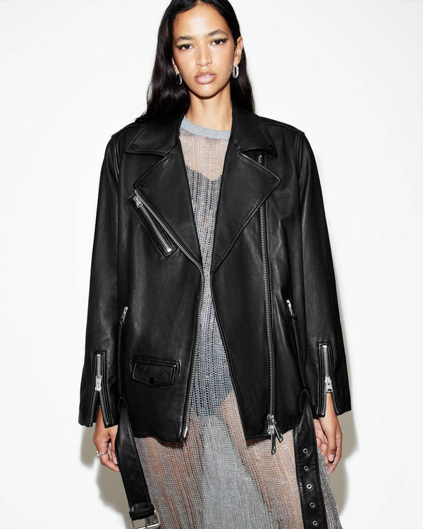 Billie Relaxed Fit Leather Biker Jacket All Saints