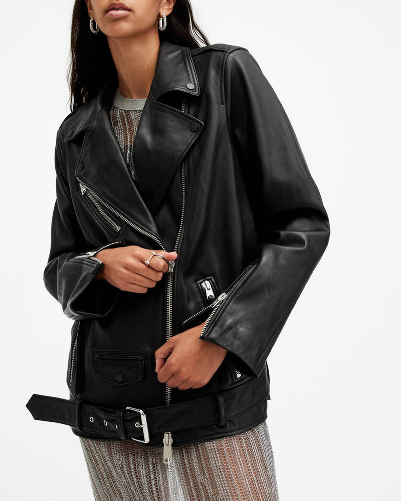 Billie Relaxed Fit Leather Biker Jacket All Saints