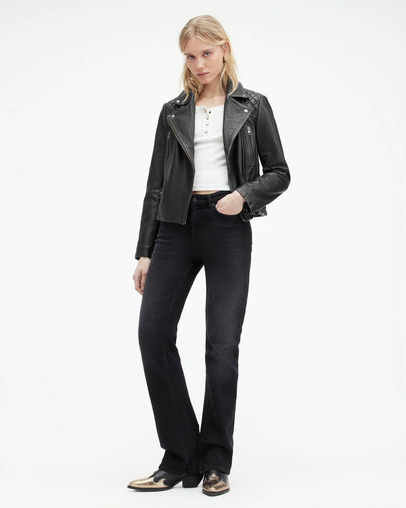 Cargo Distressed Leather Biker Jacket All Saints