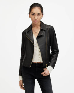 Vela Slim Fit Leather Biker Jacket All Saints