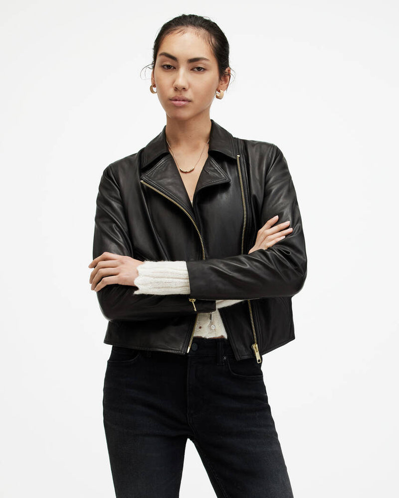 Vela Slim Fit Leather Biker Jacket All Saints