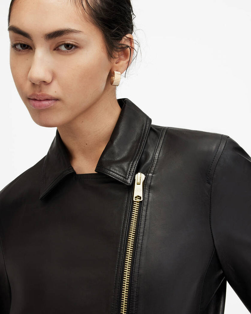 Vela Slim Fit Leather Biker Jacket All Saints