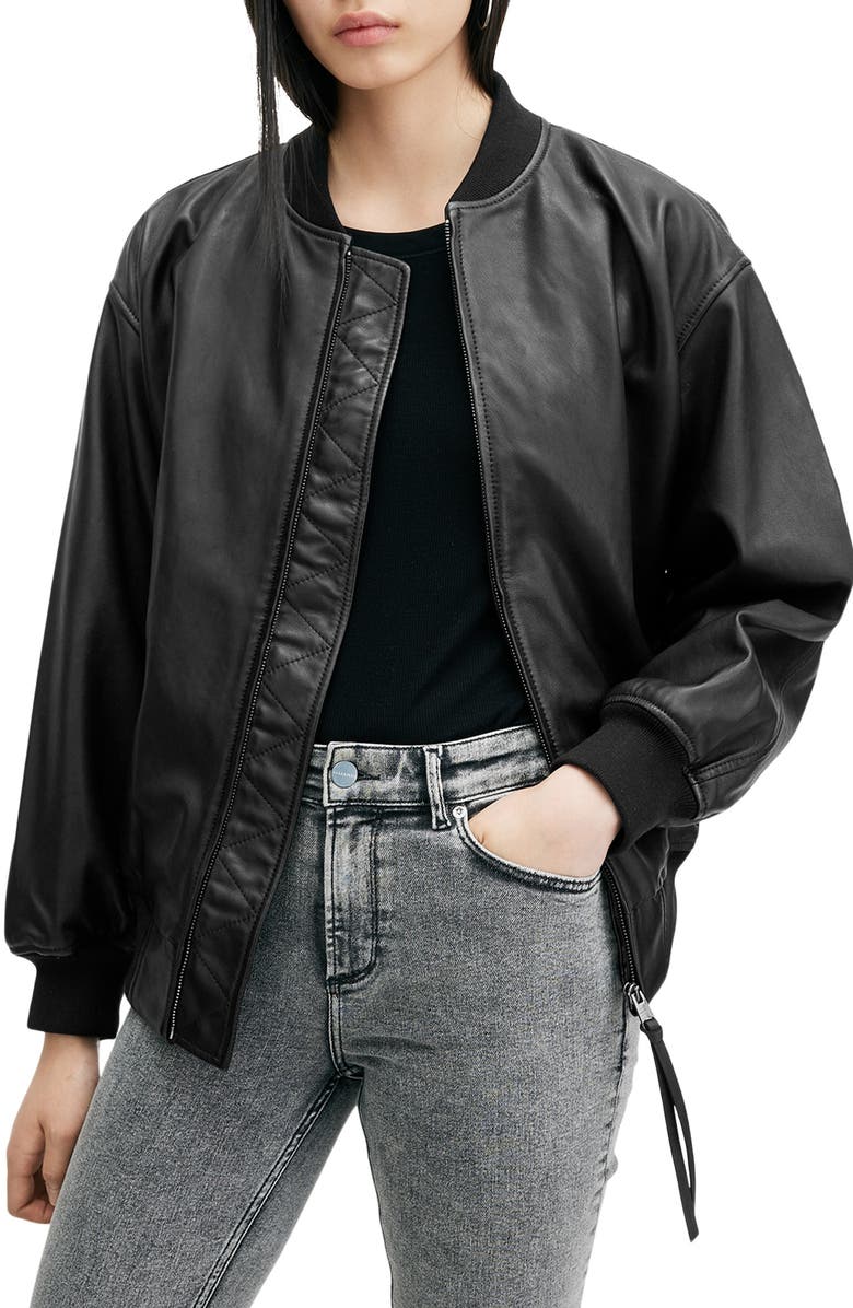 Belle Leather Bomber Jacket AllSaints