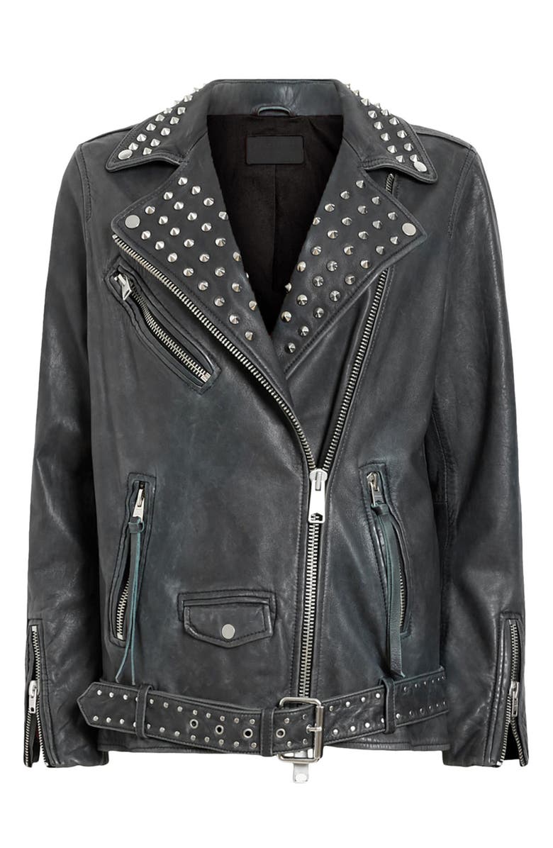 Billie Conical Studded Leather Biker Jacket AllSaints