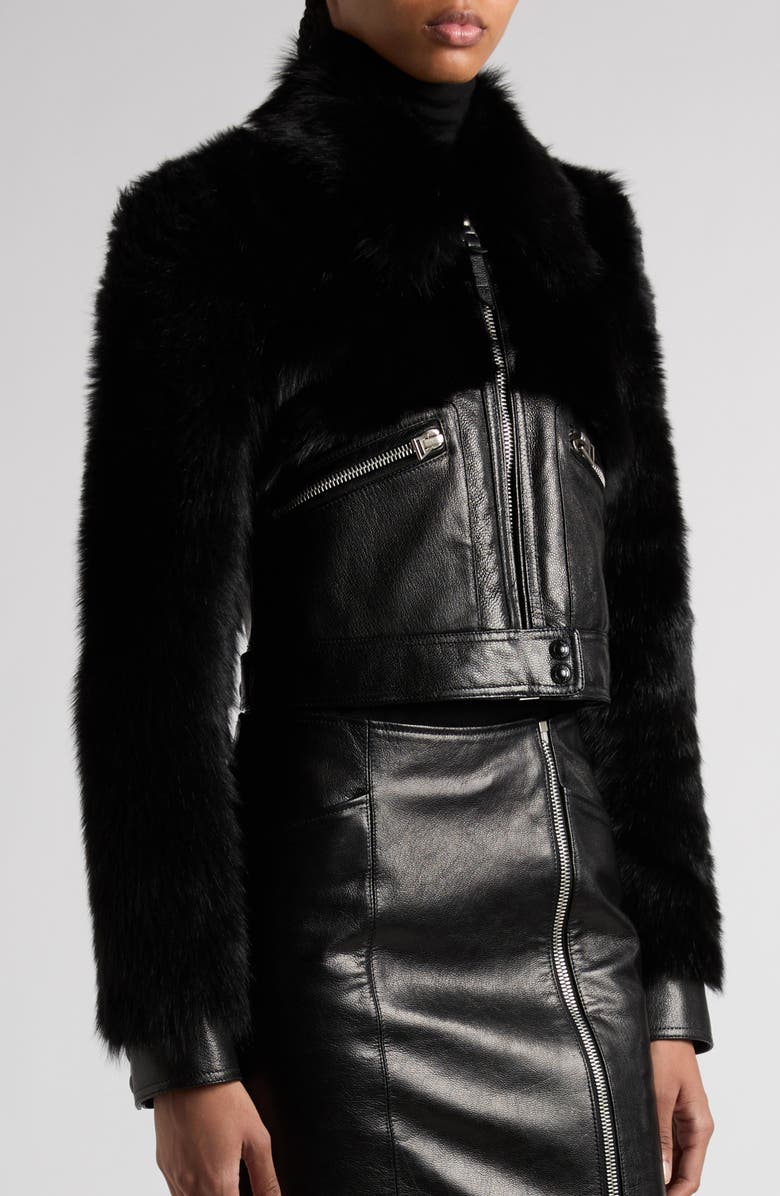 Genuine Shearling & Leather Moto Jacket TOM FORD