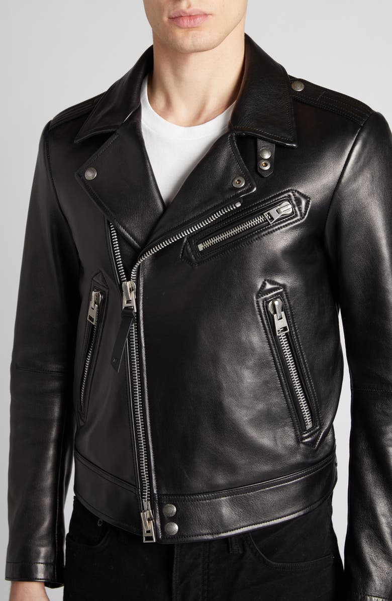 Quilted Lining Lambskin Leather Biker Jacket TOM FORD