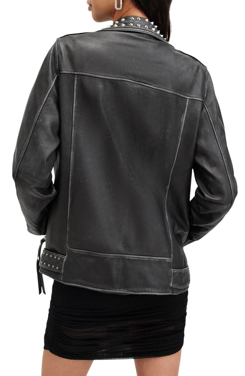 Billie Conical Studded Leather Biker Jacket AllSaints