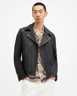 Rosser Cropped Leather Biker Jacket