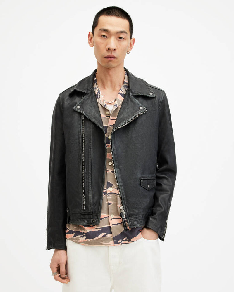 Rosser Cropped Leather Biker Jacket