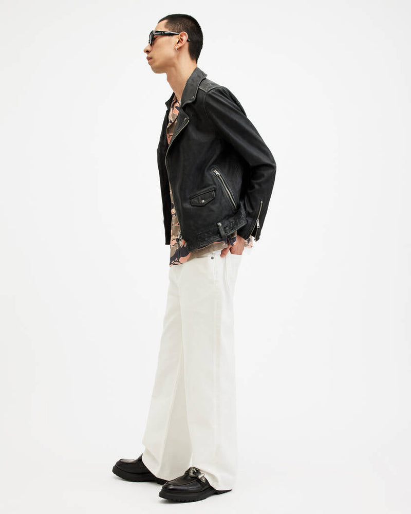 Rosser Cropped Leather Biker Jacket