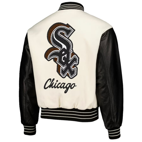 Men's Chicago White Sox PLEASURES White Full-Snap Varsity Jacket