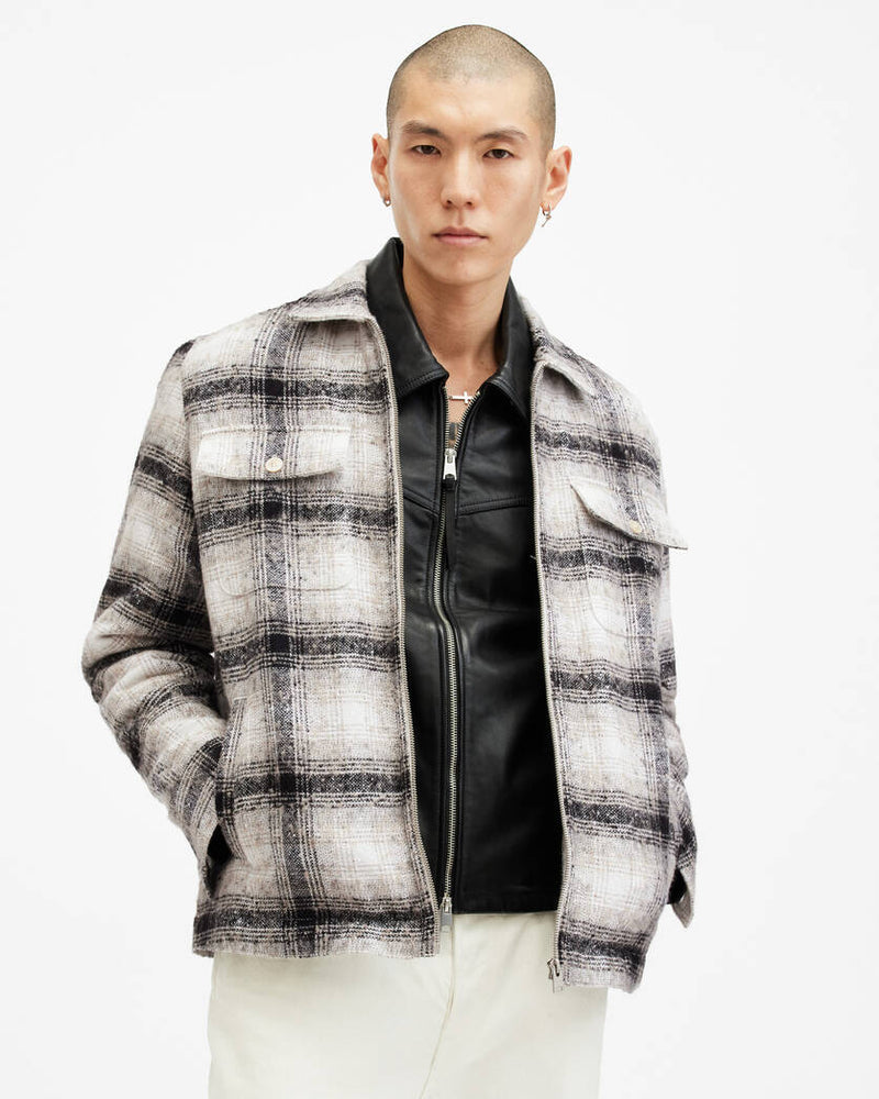 Banshee Textured Checked Jacket Allsaints