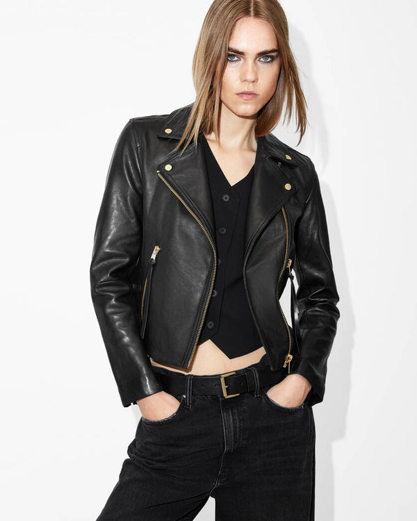 Dalby Slim Fit Leather Biker Jacket Allsaints