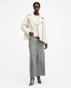 Sola Oversized Shearling Biker Jacket Allsaints