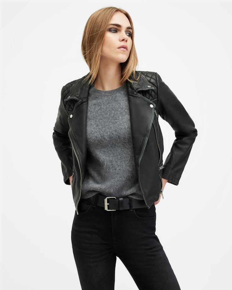 Cargo Distressed Leather Biker Jacket Allsaints