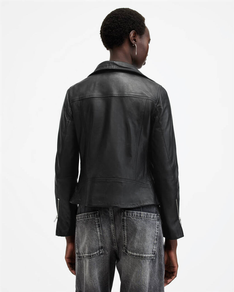 Ellis Leather Funnel Neck Biker Jacket Allsaints