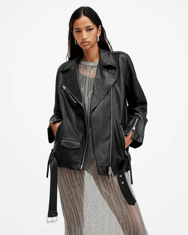 Billie Relaxed Fit Leather Biker Jacket Allsaints