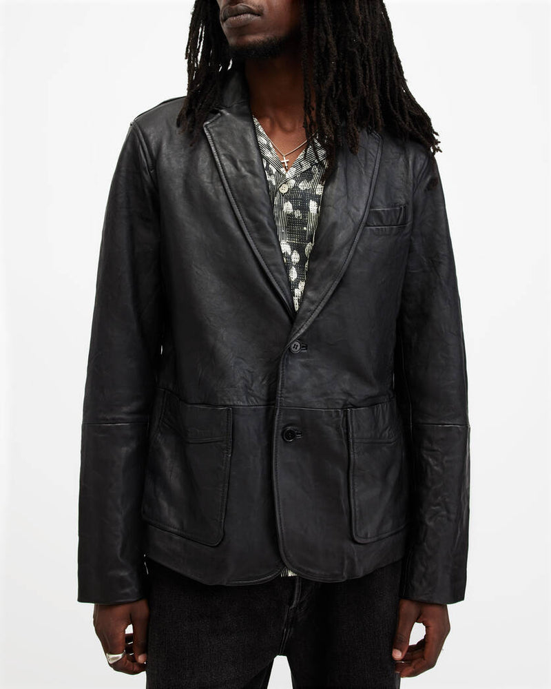 Andrius Leather Blazer Allsaints