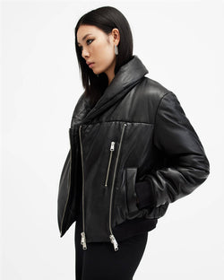 Lauren Leather Puffer Jacket Allsaints