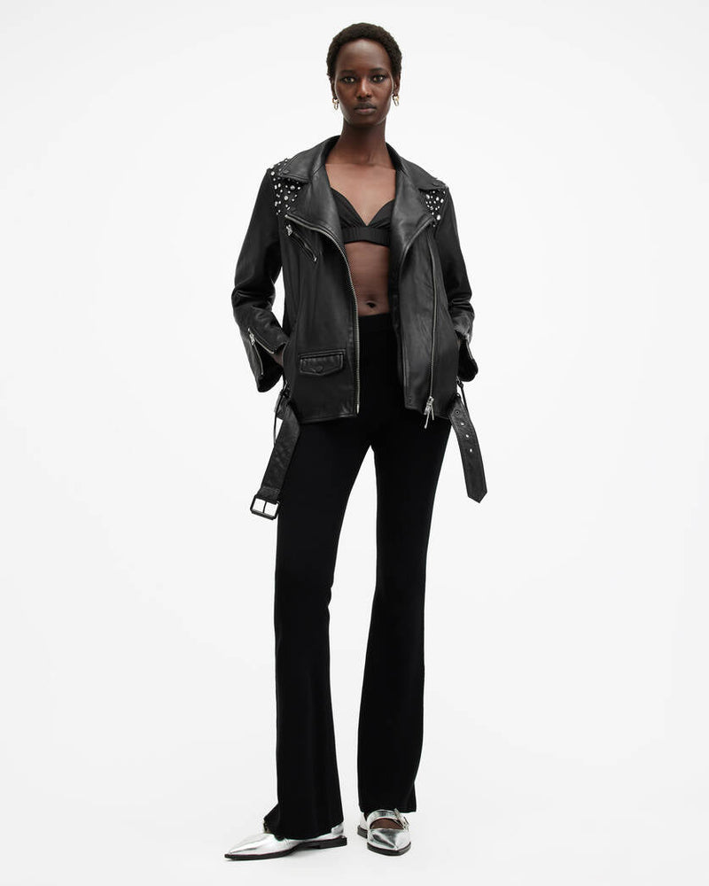 Billie Embellished Leather Biker Jacket Allsaints