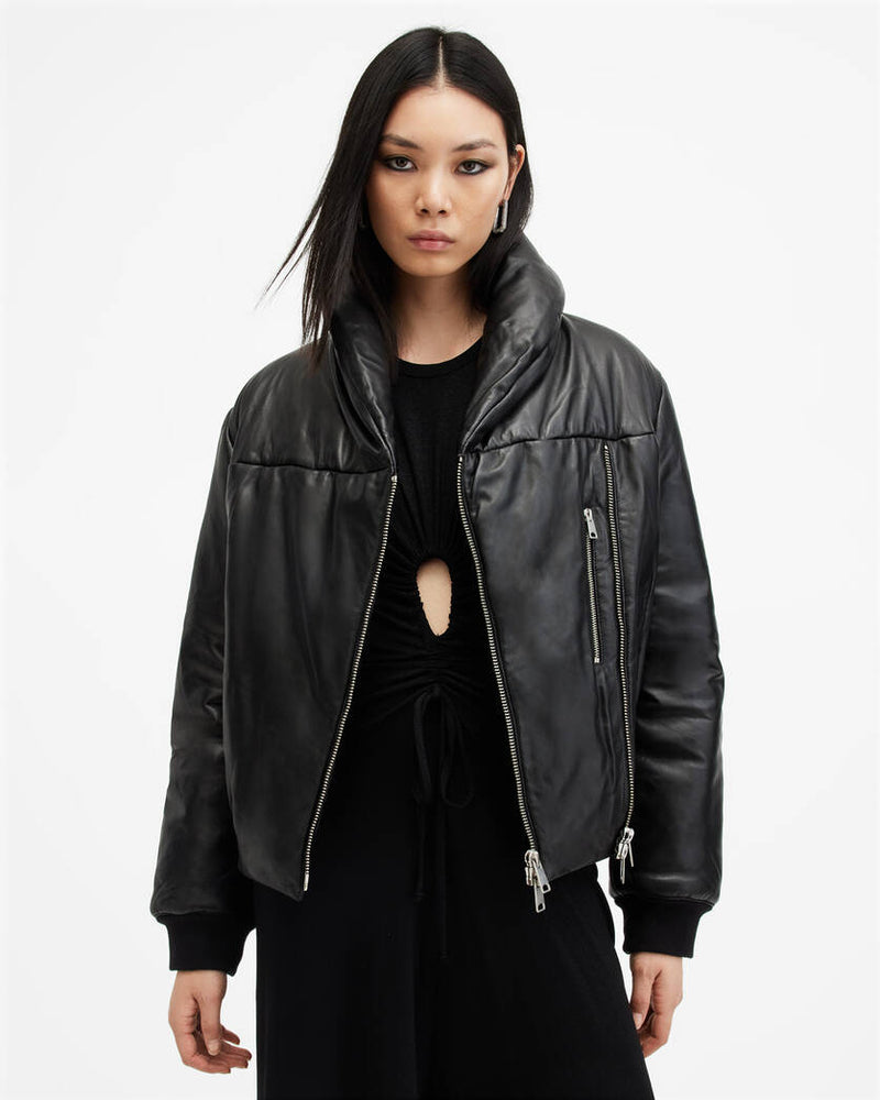 Lauren Leather Puffer Jacket Allsaints