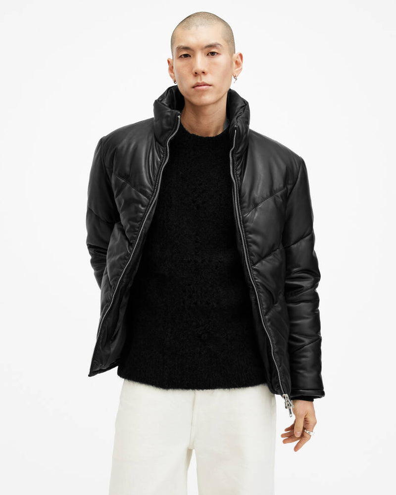 Raya Oversized Leather Puffer Jacket Allsaints