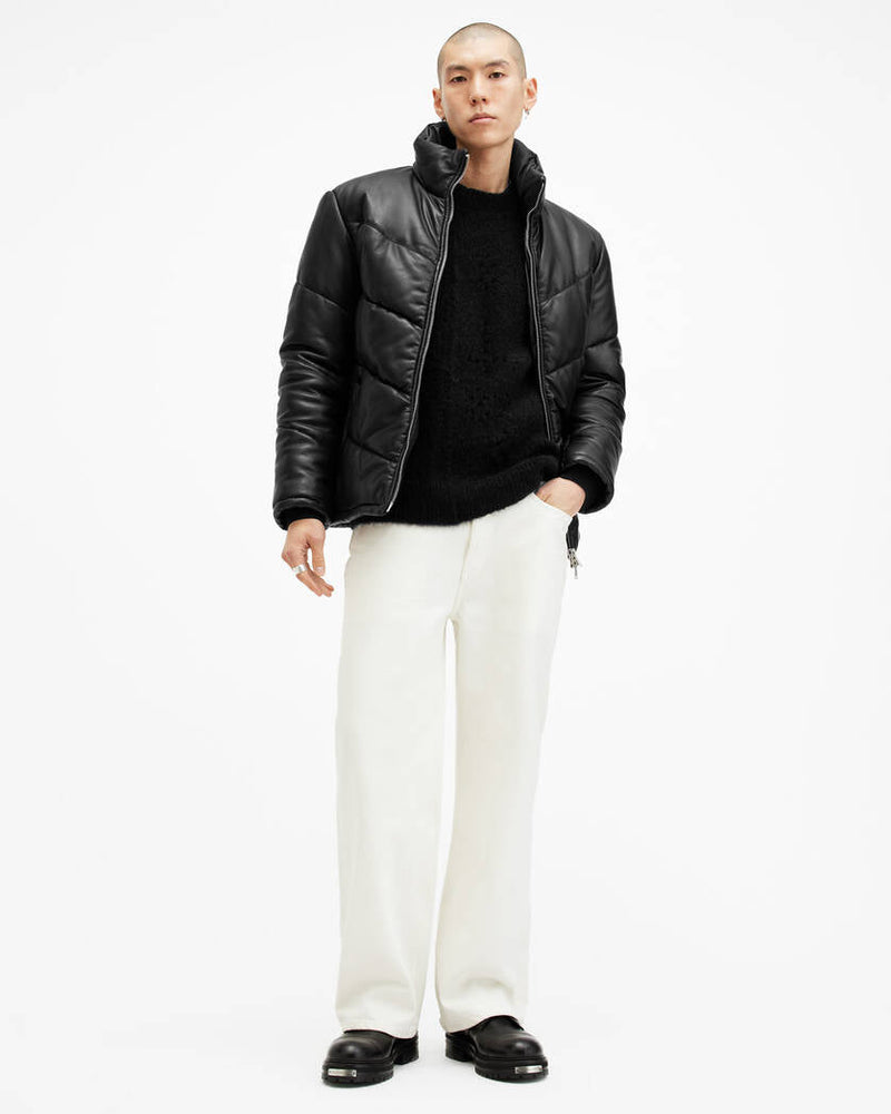 Raya Oversized Leather Puffer Jacket Allsaints