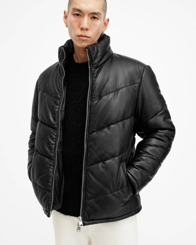 Raya Oversized Leather Puffer Jacket Allsaints