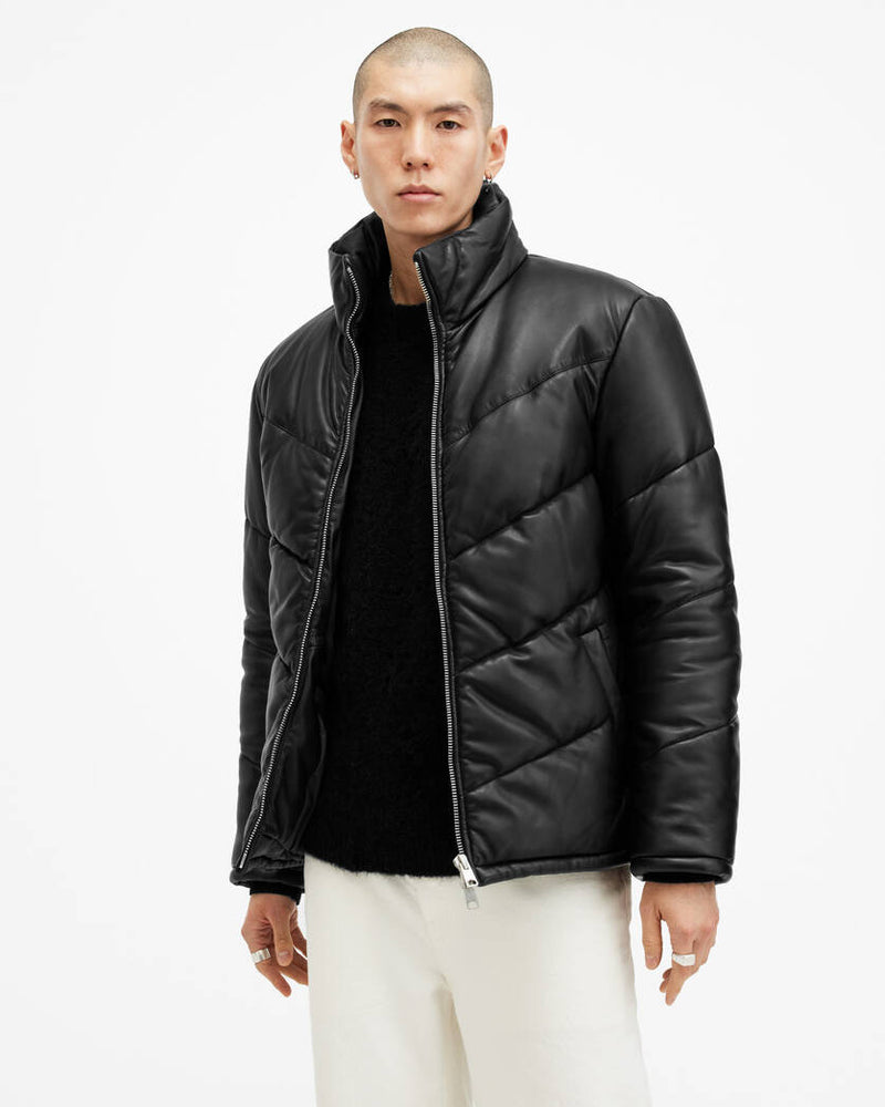 Raya Oversized Leather Puffer Jacket Allsaints