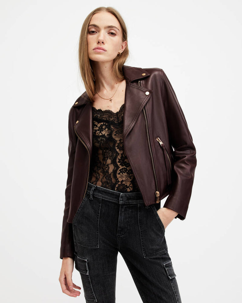 Dalby Slim Fit Leather Biker Jacket Allsaints