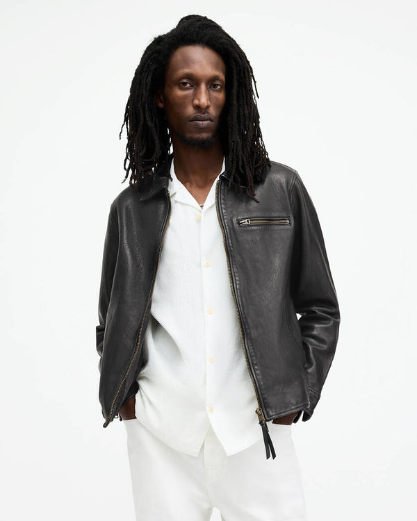 Miller Zip Up Leather Jacket Allsaints